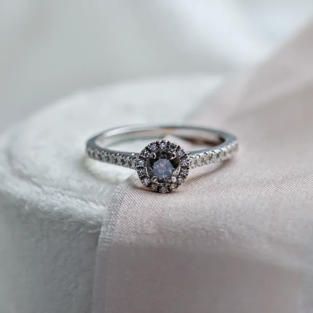 Halo engagement ring with salt and pepper diamonds MARILLA Image
