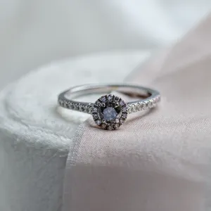 Halo engagement ring with salt and pepper diamonds MARILLA Thumbnail