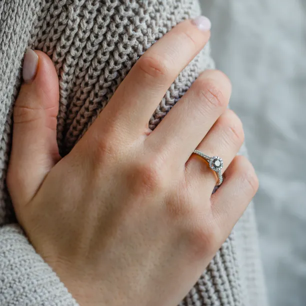 Halo engagement ring with salt and pepper diamonds MARILLA Image