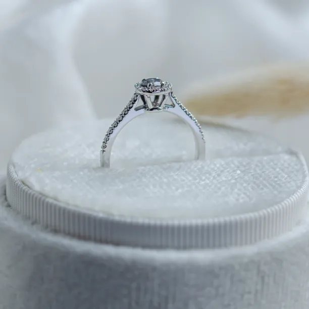 Halo engagement ring with salt and pepper diamonds MARILLA Image
