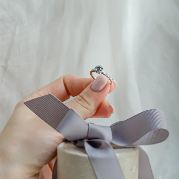 Halo engagement ring with salt and pepper diamonds MARILLA Image