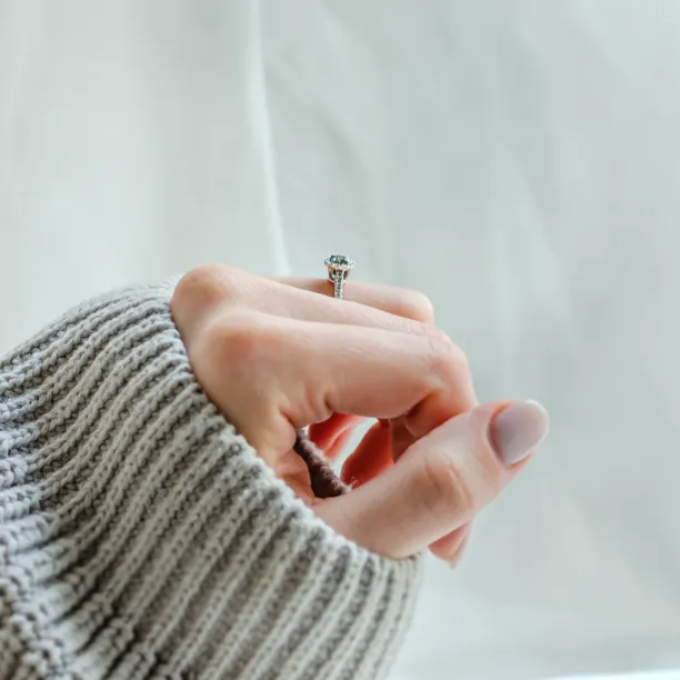 Halo engagement ring with salt and pepper diamonds MARILLA Image