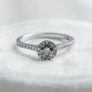 Halo engagement ring with salt and pepper diamonds MARILLA Thumbnail