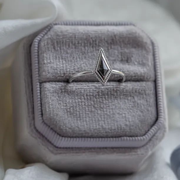 Vintage kite salt and pepper diamond ring LIVIA Image