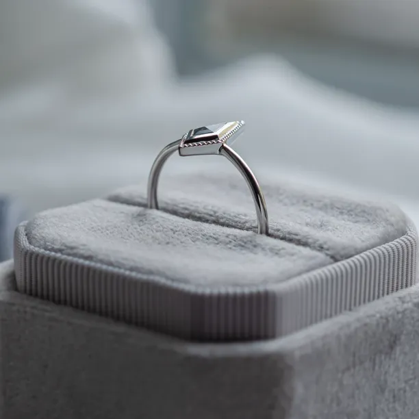 Vintage kite salt and pepper diamond ring LIVIA Image