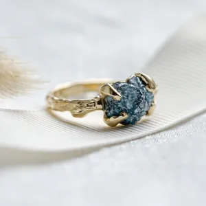 Gold ring with blue raw diamond CLOUD Thumbnail