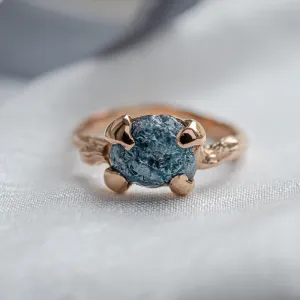 Gold ring with blue raw diamond and unusual rim SKY Thumbnail