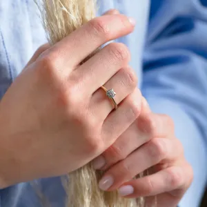 Gold engagement ring with pave moissanites PRISCILLA Thumbnail