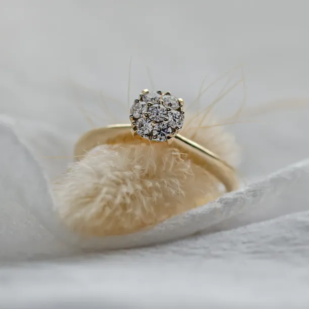 Gold engagement ring with pave moissanites PRISCILLA Image