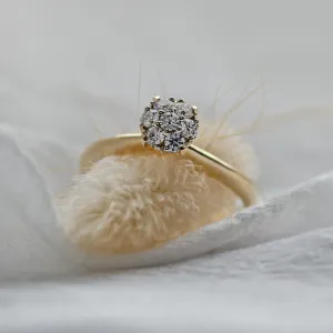Gold engagement ring with pave moissanites PRISCILLA Thumbnail