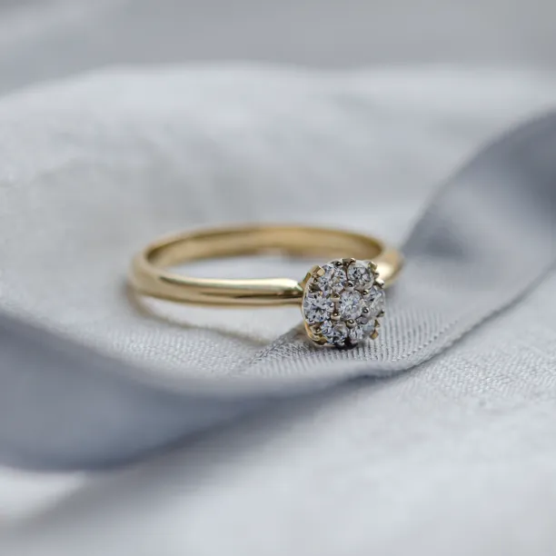 Gold engagement ring with pave moissanites PRISCILLA Image