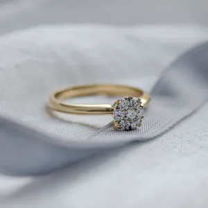 Gold engagement ring with pave moissanites PRISCILLA Thumbnail