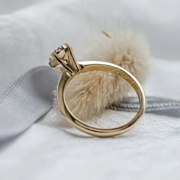 Gold engagement ring with pave moissanites PRISCILLA Image