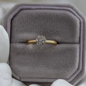 Gold engagement ring with pave moissanites PRISCILLA Thumbnail