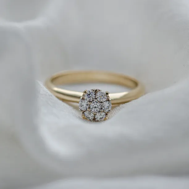 Gold engagement ring with pave moissanites PRISCILLA Image
