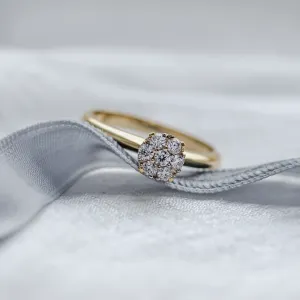 Gold engagement ring with pave moissanites PRISCILLA Thumbnail