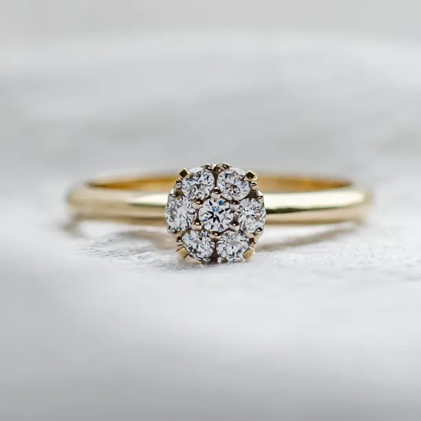 Gold engagement ring with pave moissanites PRISCILLA Image