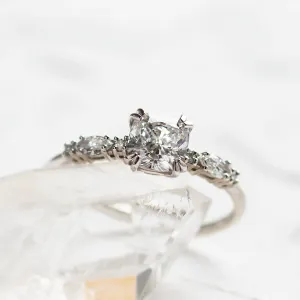 Luxury engagement ring with cushion lab grown diamond and side diamonds GEOFFREY Thumbnail
