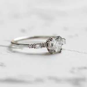 Luxury engagement ring with cushion lab grown diamond and side diamonds GEOFFREY Thumbnail