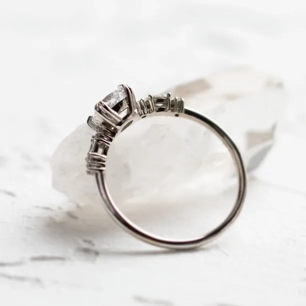 Luxury engagement ring with cushion lab grown diamond and side diamonds GEOFFREY Image