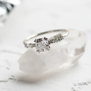 Luxury engagement ring with cushion lab grown diamond and side diamonds GEOFFREY Thumbnail