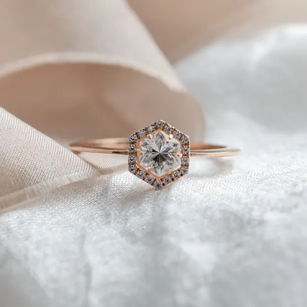 Halo engagement ring with moissanites BLANCHE Image