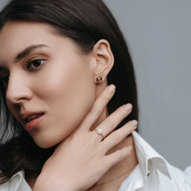 Halo engagement ring with moissanites BLANCHE Image