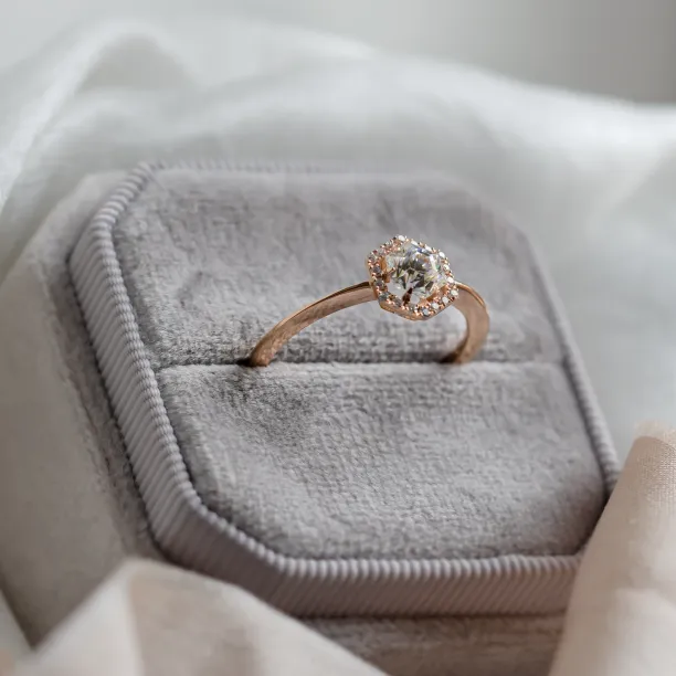 Halo engagement ring with moissanites BLANCHE Image