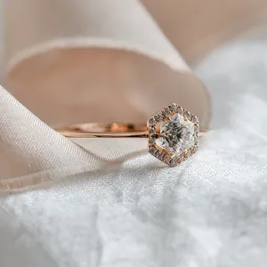Halo engagement ring with moissanites BLANCHE Thumbnail