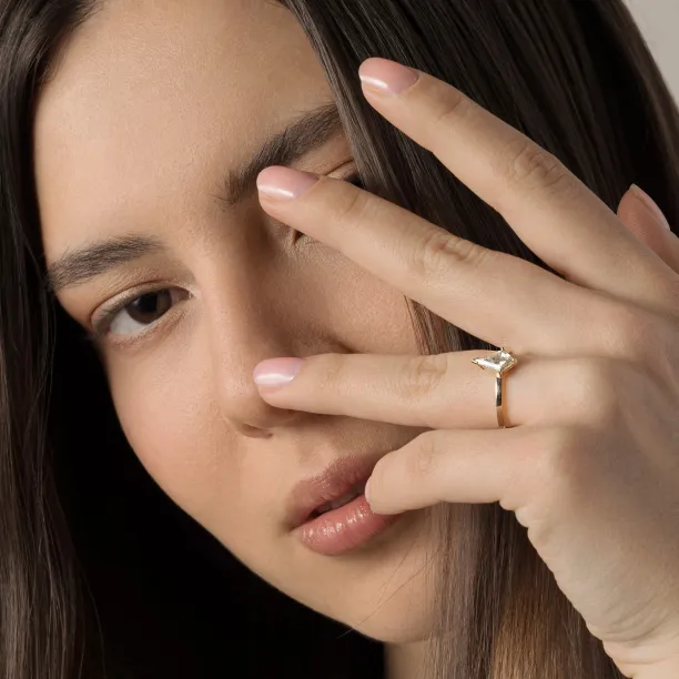 Simple engagement ring with kite moissanite DOMICUS Image