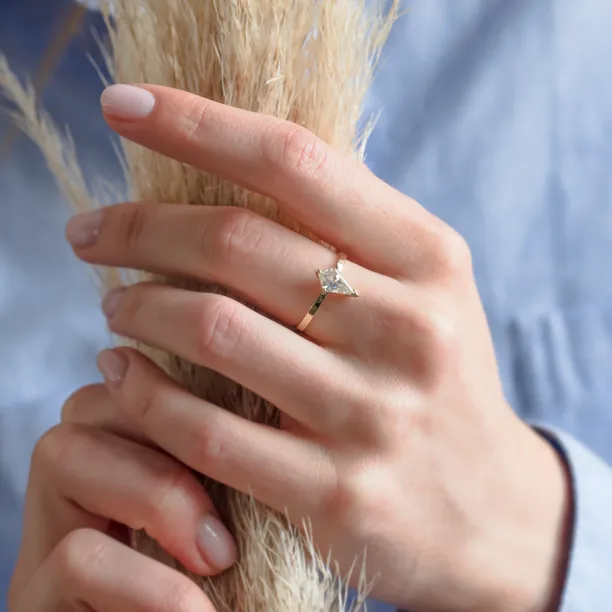 Simple engagement ring with kite moissanite DOMICUS Image
