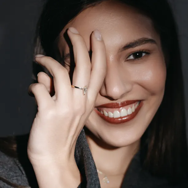 Simple engagement ring with kite moissanite DOMICUS Image