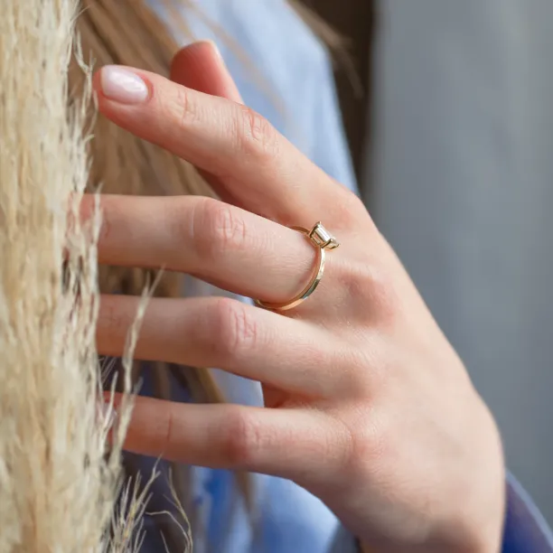 Simple engagement ring with kite moissanite DOMICUS Image