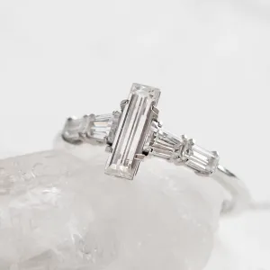 Elegant engagement ring with baguette moissanites EARL Thumbnail
