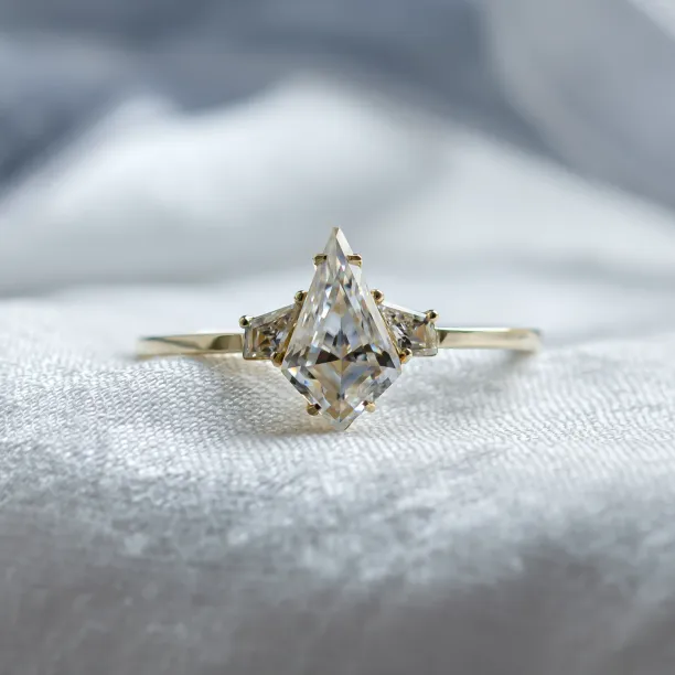 Elegant engagement ring with kite moissanites DOMPHI Image