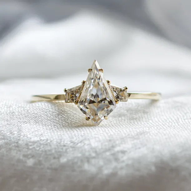 Elegant engagement ring with kite moissanites DOMPHI Image