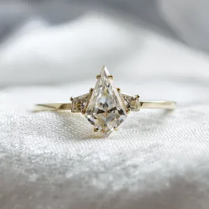 Elegant engagement ring with kite moissanites DOMPHI