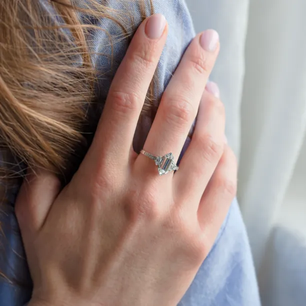 Luxury engagement ring with hexagon moissanite KENT Image