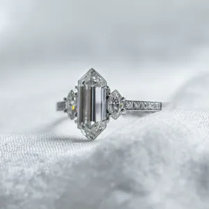 Luxury engagement ring with hexagon moissanite KENT Thumbnail