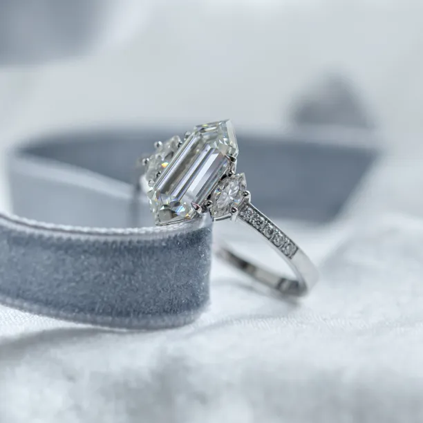 Luxury engagement ring with hexagon moissanite KENT Image