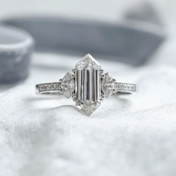 Luxury engagement ring with hexagon moissanite KENT Image