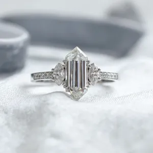 Luxury engagement ring with hexagon moissanite KENT