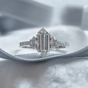 Luxury engagement ring with hexagon moissanite KENT Thumbnail