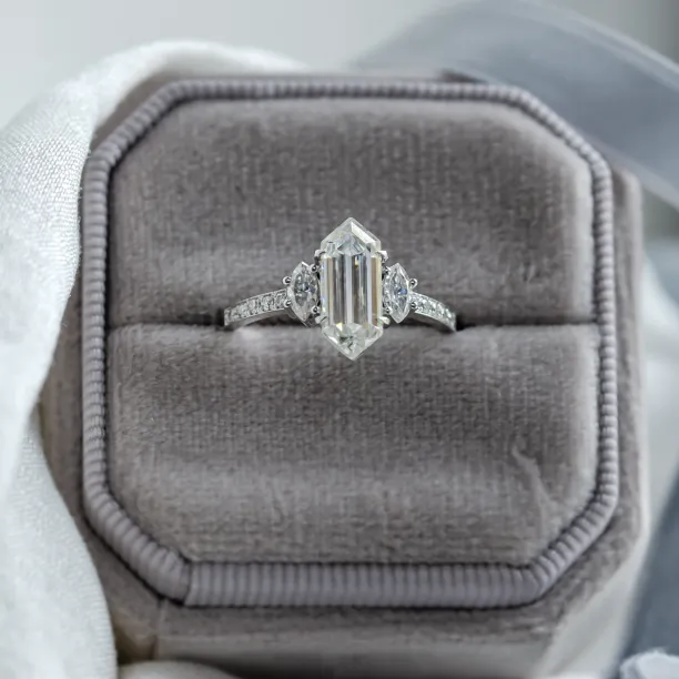 Luxury engagement ring with hexagon moissanite KENT Image
