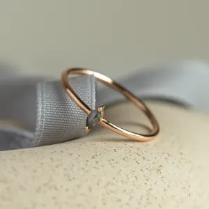 Minimalist engagement ring with marquise salt and pepper diamond MARKETA Thumbnail