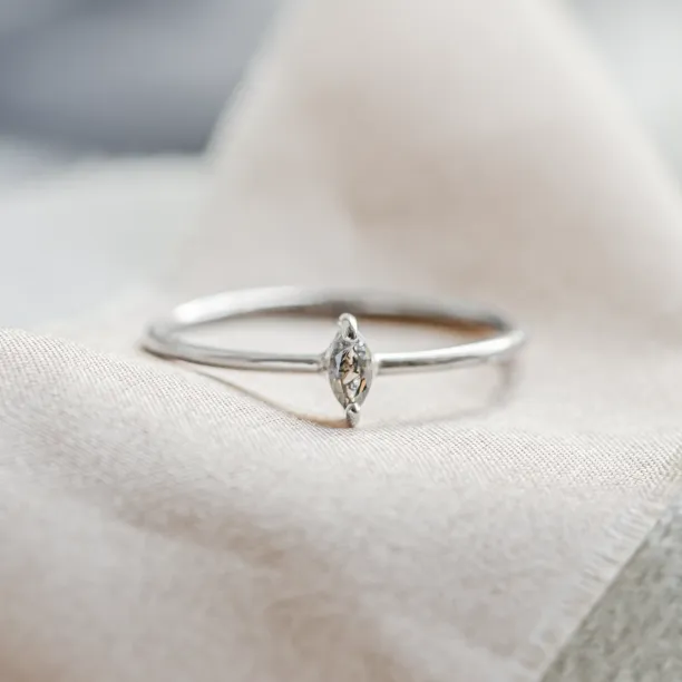 Minimalist engagement ring with marquise salt and pepper diamond MARKETA Image