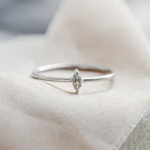 Minimalist engagement ring with marquise salt and pepper diamond MARKETA Thumbnail