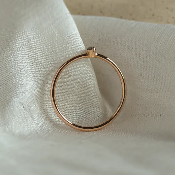 Minimalist engagement ring with marquise salt and pepper diamond MARKETA Image