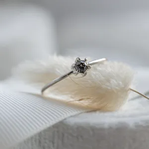 Minimalist ring with hexagon salt'n'pepper diamond HEXI Thumbnail