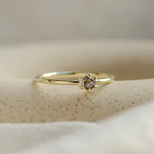 Minimalist ring with hexagon salt'n'pepper diamond HEXI Thumbnail